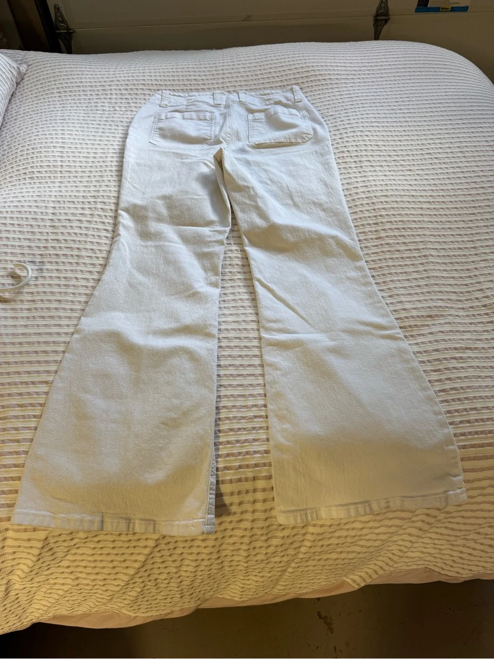 Maurices White Flare Jeans with Front Patch Pockets